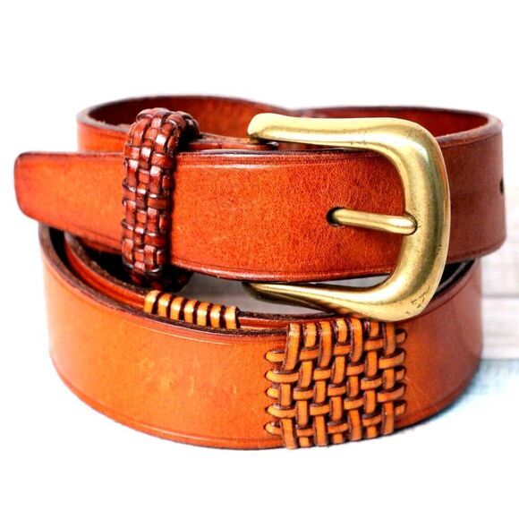 Fossil TAN BROWN GENUINE LEATHER 1 1/8"Wd DRESS CASUAL WOMEN'S BELT Sz M (F60 - Picture 2 of 9